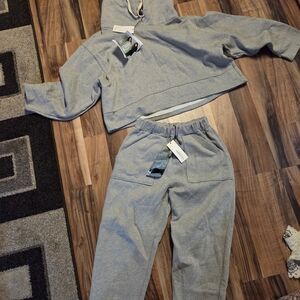 Gray Sweatpants and Hoodie Set
